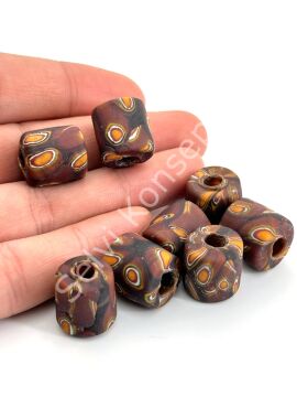 Gana-Krobo Cam Boncuk Kahverengi 13x16 mm 10 Adet