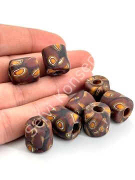 Gana-Krobo Cam Boncuk Kahverengi 13x16 mm 10 Adet