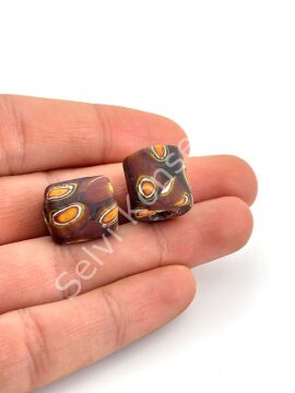 Gana-Krobo Cam Boncuk Kahverengi 13x16 mm 10 Adet