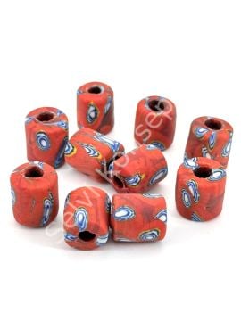Gana-Krobo Cam Boncuk Kırmızı 13x16 mm