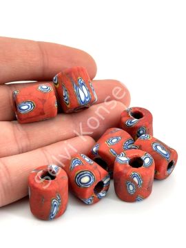 Gana-Krobo Cam Boncuk Kırmızı 13x16 mm 10 Adet