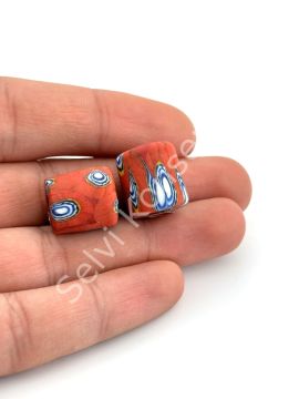 Gana-Krobo Cam Boncuk Kırmızı 13x16 mm 10 Adet