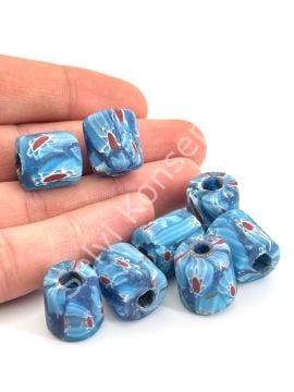 Gana-Krobo Cam Boncuk Mavi 13x16 mm 10 Adet