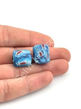 Gana-Krobo Cam Boncuk Mavi 13x16 mm 10 Adet