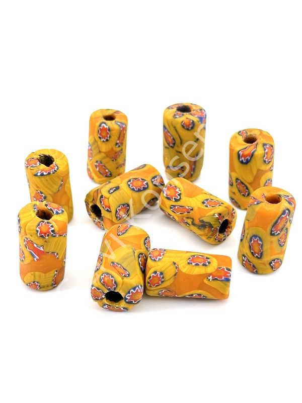 Gana-Krobo Cam Boncuk Hardal 13x25 mm 10 Adet