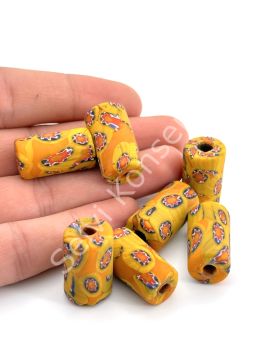 Gana-Krobo Cam Boncuk Hardal 13x25 mm 10 Adet