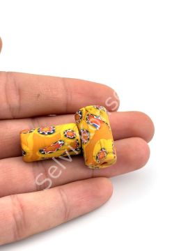 Gana-Krobo Cam Boncuk Hardal 13x25 mm 10 Adet