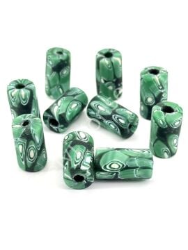 Gana-Krobo Cam Boncuk Yeşil 13x25 mm 10 Adet