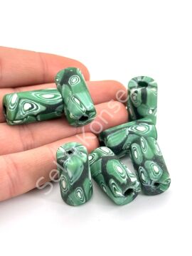 Gana-Krobo Cam Boncuk Yeşil 13x25 mm 10 Adet
