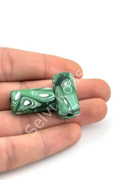 Gana-Krobo Cam Boncuk Yeşil 13x25 mm 10 Adet