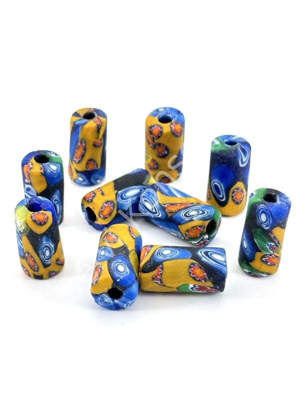 Gana-Krobo Cam Boncuk Karışık Renkli 13x25 mm 10 Adet