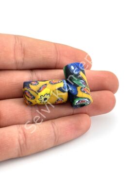 Gana-Krobo Cam Boncuk Karışık Renkli 13x25 mm 10 Adet