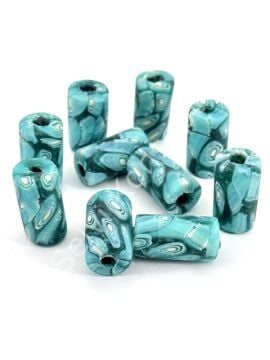 Gana-Krobo Cam Boncuk Turkuaz 13x25 mm