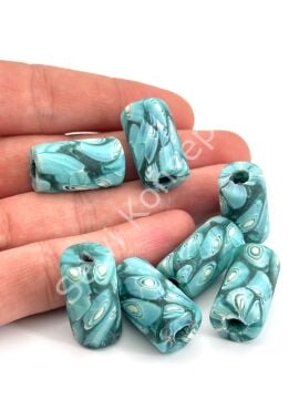 Gana-Krobo Cam Boncuk Turkuaz 13x25 mm 10 Adet