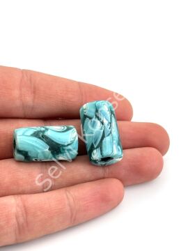 Gana-Krobo Cam Boncuk Turkuaz 13x25 mm 10 Adet