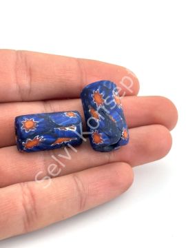 Gana-Krobo Cam Boncuk Lacivert 13x25 mm 10 Adet