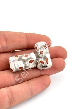 Gana-Krobo Cam Boncuk Beyaz 13x25 mm 10 Adet