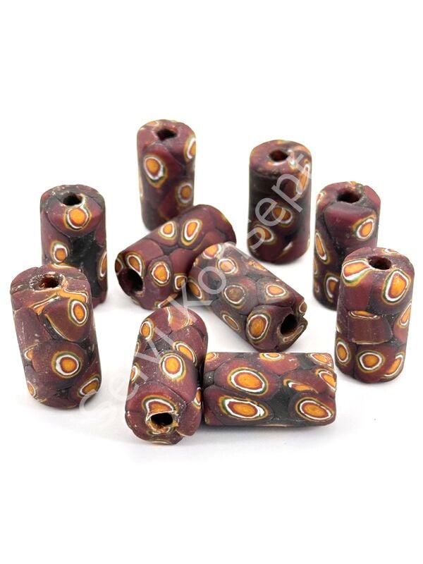 Gana-Krobo Cam Boncuk Kahverengi 13x25 mm 10 Adet