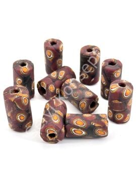 Gana-Krobo Cam Boncuk Kahverengi 13x25 mm