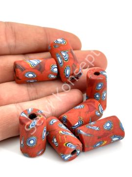 Gana-Krobo Cam Boncuk Kırmızı 13x25 mm 10 Adet