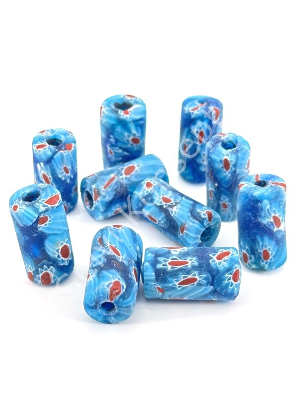 Gana-Krobo Cam Boncuk Mavi 13x25 mm 10 Adet