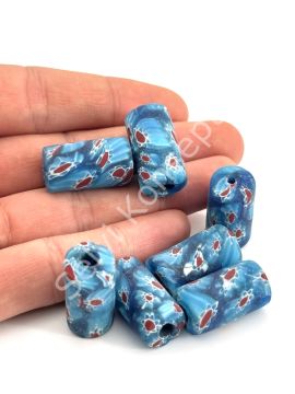 Gana-Krobo Cam Boncuk Mavi 13x25 mm 10 Adet