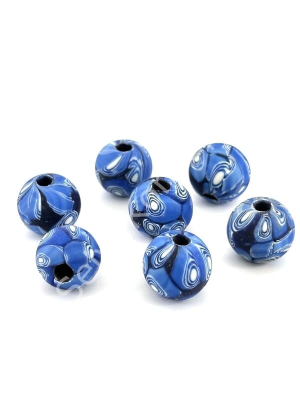 Gana-Krobo Cam Boncuk Saks Mavi 17 mm 10 Adet