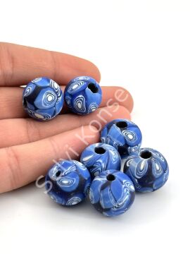 Gana-Krobo Cam Boncuk Saks Mavi 17 mm 10 Adet