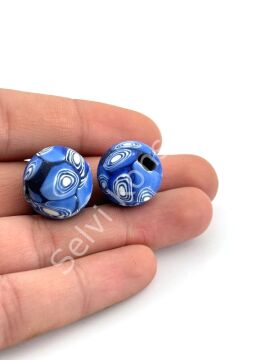 Gana-Krobo Cam Boncuk Saks Mavi 17 mm 10 Adet