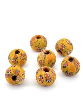 Gana-Krobo Cam Boncuk Hardal 17 mm 10 Adet