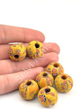 Gana-Krobo Cam Boncuk Hardal 17 mm 10 Adet