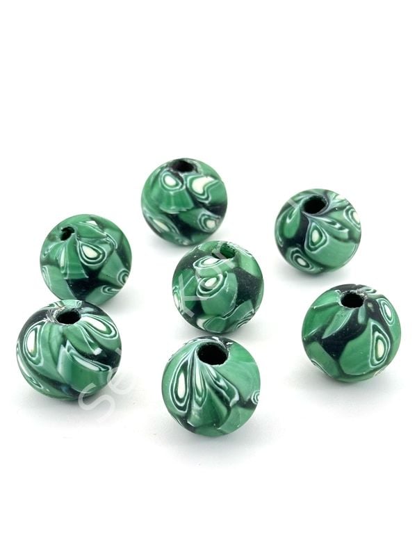 Gana-Krobo Cam Boncuk Yeşil 17 mm 10 Adet