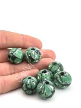 Gana-Krobo Cam Boncuk Yeşil 17 mm 10 Adet