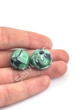 Gana-Krobo Cam Boncuk Yeşil 17 mm 10 Adet