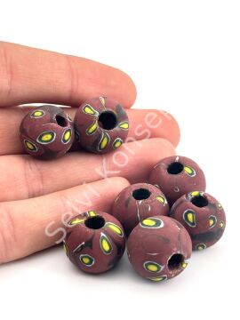 Gana-Krobo Cam Boncuk Bordo 17 mm 10 Adet