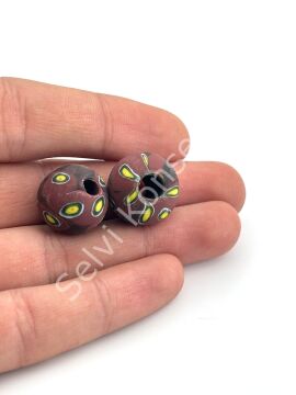 Gana-Krobo Cam Boncuk Bordo 17 mm 10 Adet