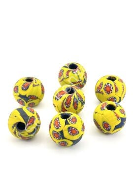 Gana-Krobo Cam Boncuk Sarı-Kırmızı 17 mm 10 Adet