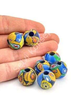 Gana-Krobo Cam Boncuk Karışık Renkli 17 mm 10 Adet