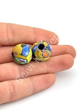 Gana-Krobo Cam Boncuk Karışık Renkli 17 mm 10 Adet