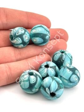 Gana-Krobo Cam Boncuk Turkuaz 17 mm 10 Adet