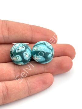 Gana-Krobo Cam Boncuk Turkuaz 17 mm 10 Adet