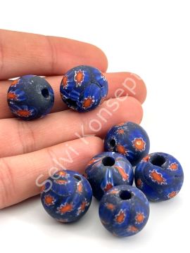 Gana-Krobo Cam Boncuk Lacivert 17 mm 10 Adet