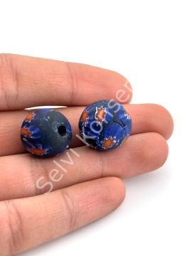 Gana-Krobo Cam Boncuk Lacivert 17 mm 10 Adet