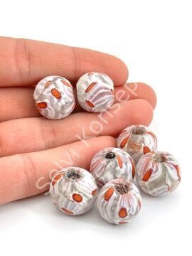 Gana-Krobo Cam Boncuk Beyaz 17 mm 10 Adet