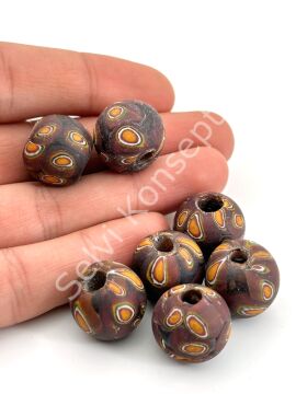 Gana-Krobo Cam Boncuk Kahverengi 17 mm 10 Adet