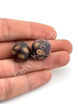 Gana-Krobo Cam Boncuk Kahverengi 17 mm 10 Adet