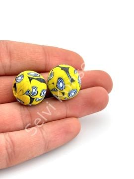 Gana-Krobo Cam Boncuk Sarı-Mavi 17 mm 10 Adet