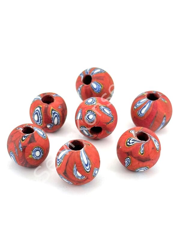 Gana-Krobo Cam Boncuk Kırmızı 17 mm 10 Adet