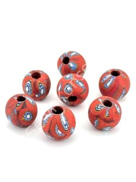 Gana-Krobo Cam Boncuk Kırmızı 17 mm 10 Adet