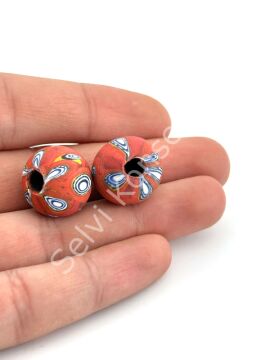 Gana-Krobo Cam Boncuk Kırmızı 17 mm 10 Adet